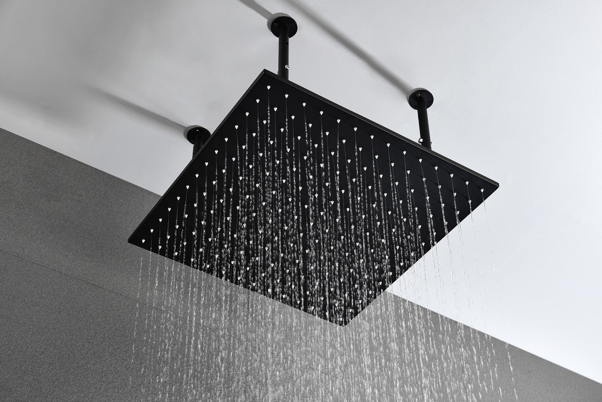 High Pressure Rain Shower Head, Ultra Thin Showerhead 304 Stainless Steel Waterfall Shower With Self Clean Nozzles, Full Body Covering Matt Black Stainless Steel