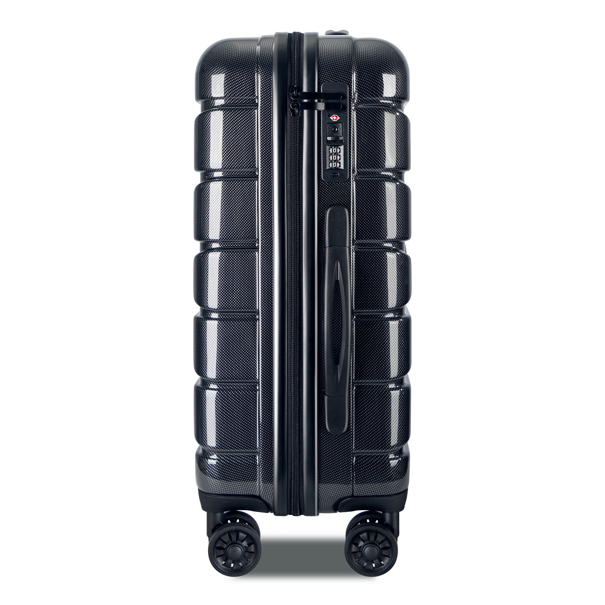 Luggage 3 Piece Sets With Spinner Wheels Abs Pc Lightweight Tsa Lock 20' 24' 28' , Black Black Abs Pc