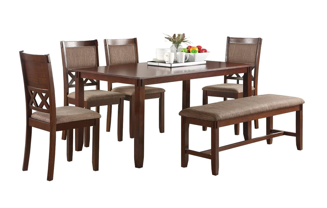 Espresso Color Dining Room Furniture Unique Modern 6Pc Set Dining Table 4X Side Chairs And A Bench Solid Wood Rubberwood And Veneers Gray Wood Dining Room Bench Seating Rubberwood Rectangular Dining Table With Chair And Bench Wood Wood Espresso Seats 6