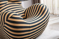 Barrel Chair With Ottoman, Mordern Comfy Stripe Chair For Living Room 3 Colors, 2 Size , Black & Yellow Stripe And Large Size Black Foam Polyester