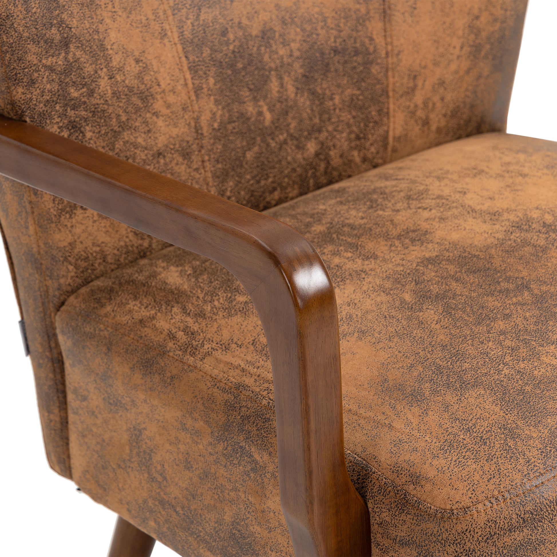 Coolmore Wood Frame Armchair, Modern Accent Chair Lounge Chair For Living Room Coffee Microsuede