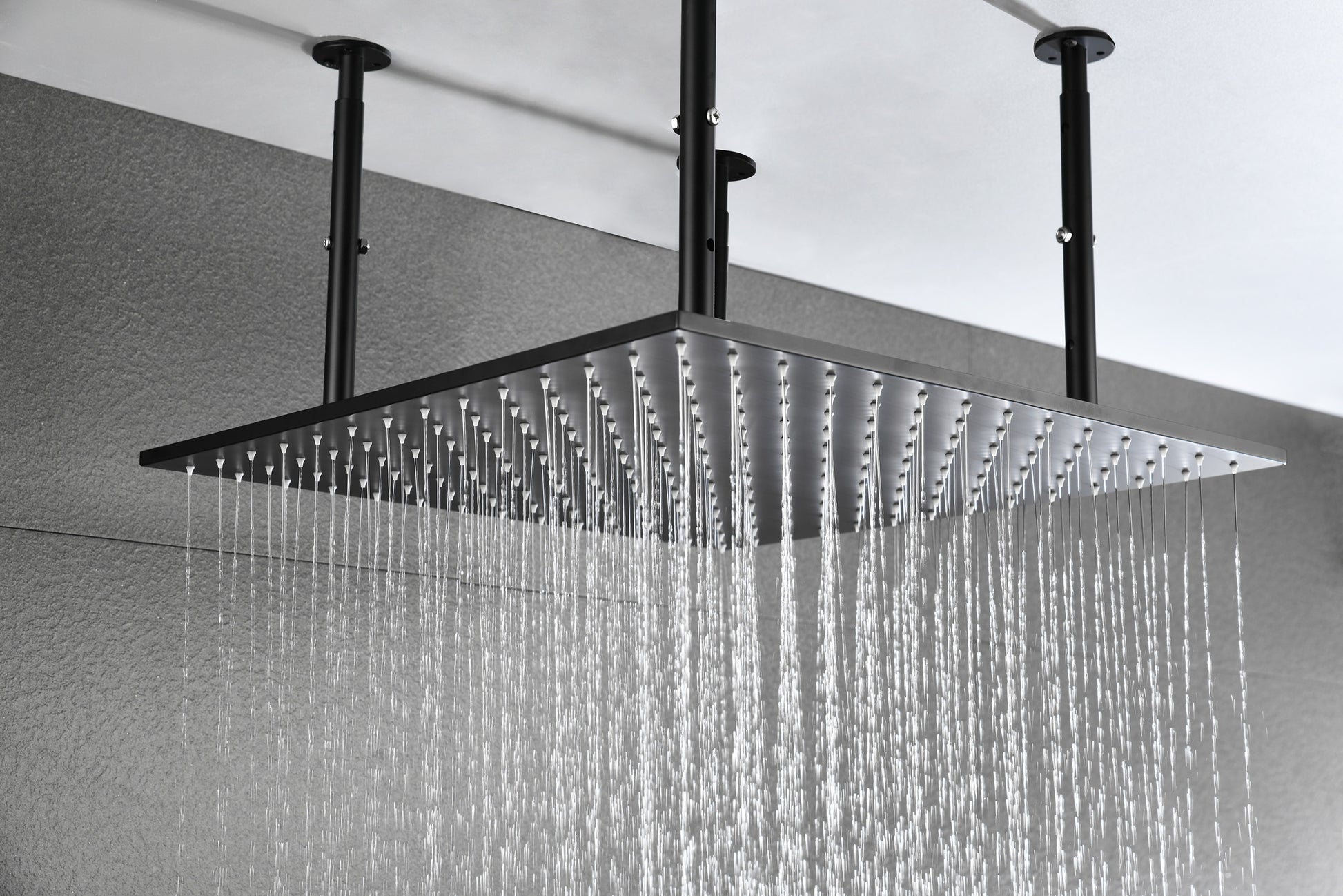 High Pressure Rain Shower Head, Ultra Thin Showerhead 304 Stainless Steel Waterfall Shower With Self Clean Nozzles, Full Body Covering Matt Black Stainless Steel