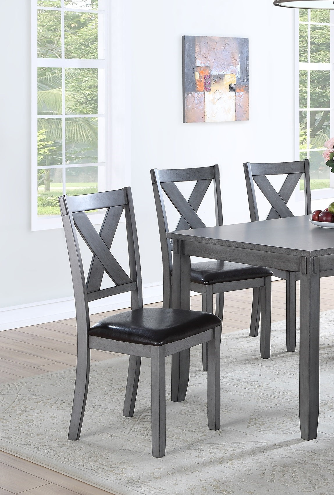 Dining Room Furniture Casual Modern 6Pc Set Dining Table 4X Side Chairs And A Bench Rubberwood And Birch Veneers Gray Finish Gray Wood Dining Room Bench Seating Birch Rectangular Dining Table With Chair And Bench Wood Wood Grey Seats 6 60 Inches