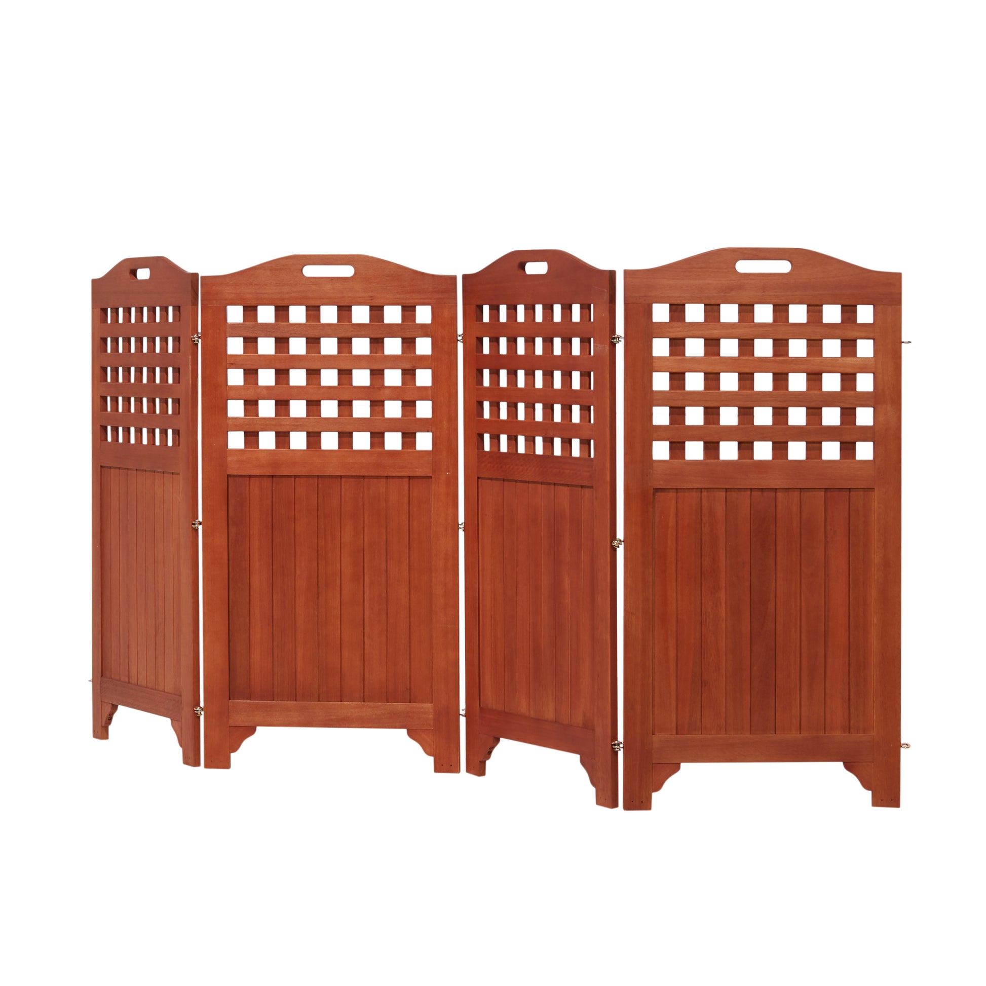 Carlton Reddish Brown Wood Privacy Screen With 4 Panels 46" Natural Wood Wood Eucalyptus