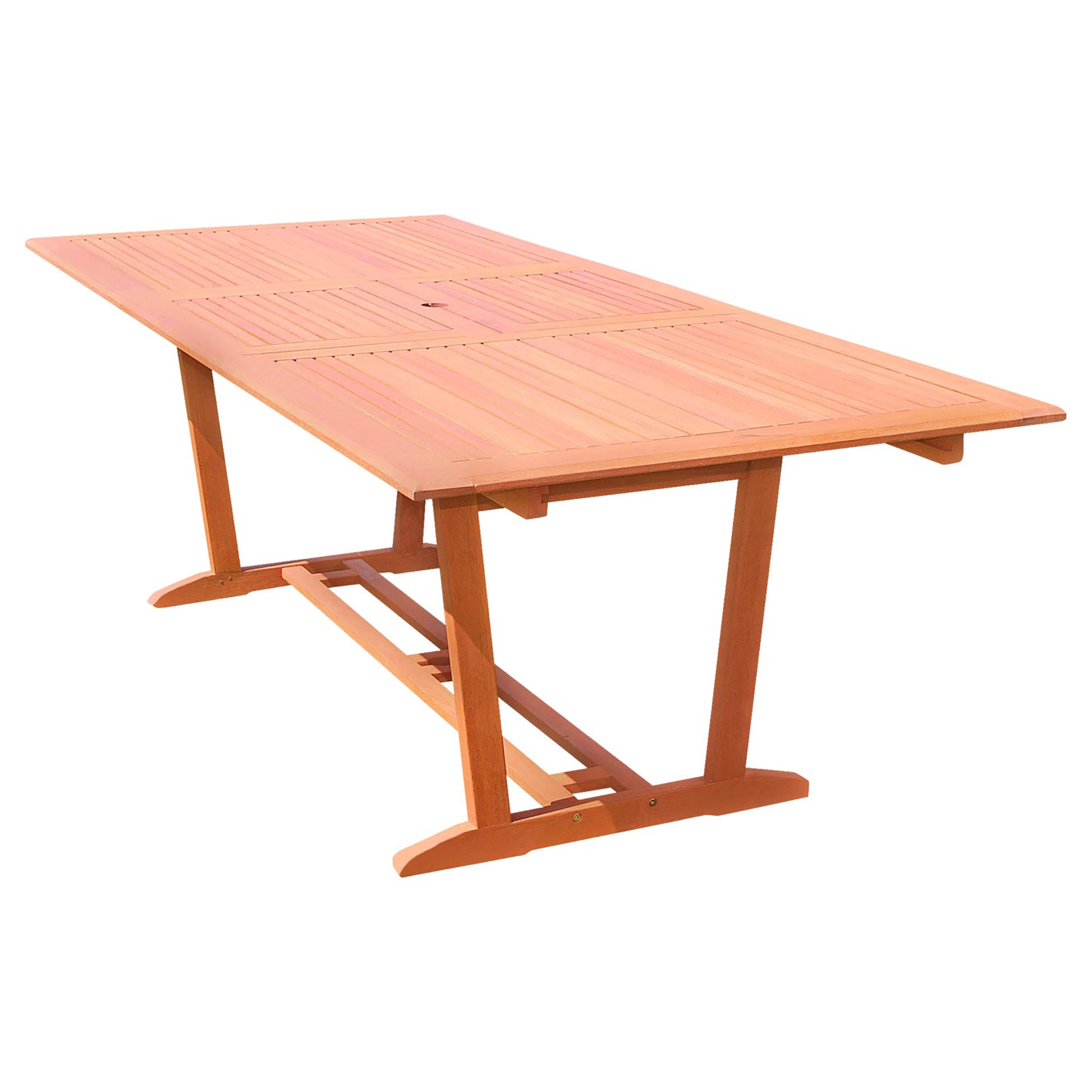 Carlton Reddish Brown Tropical Wood Patio Dining Table With Folding Extension Natural Wood Wood Eucalyptus