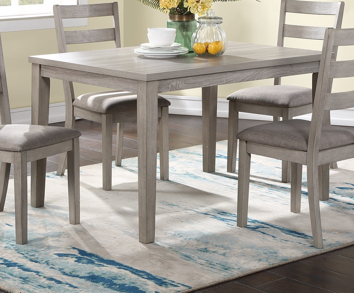 Classic Stylish Natural Finish 5Pc Dining Set Kitchen Dinette Wooden Top Table And Chairs Cushions Seats Ladder Back Chair Dining Room Gray Wood Dining Room Rectangular Dining Table With Chair Upholstered Chair Wood Natural Ladder Back Seats 4 48 Inches