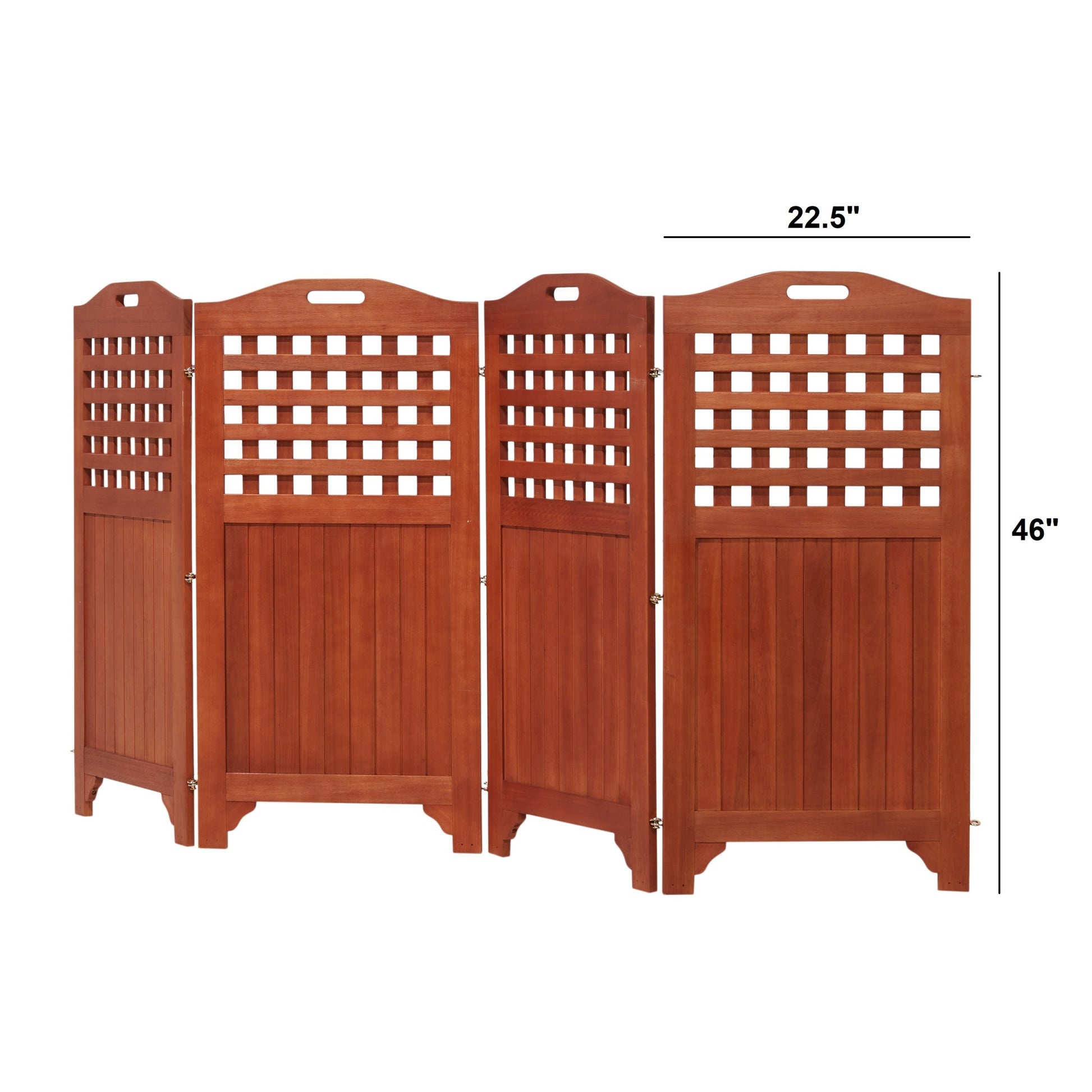 Carlton Reddish Brown Wood Privacy Screen With 4 Panels 46" Natural Wood Wood Eucalyptus