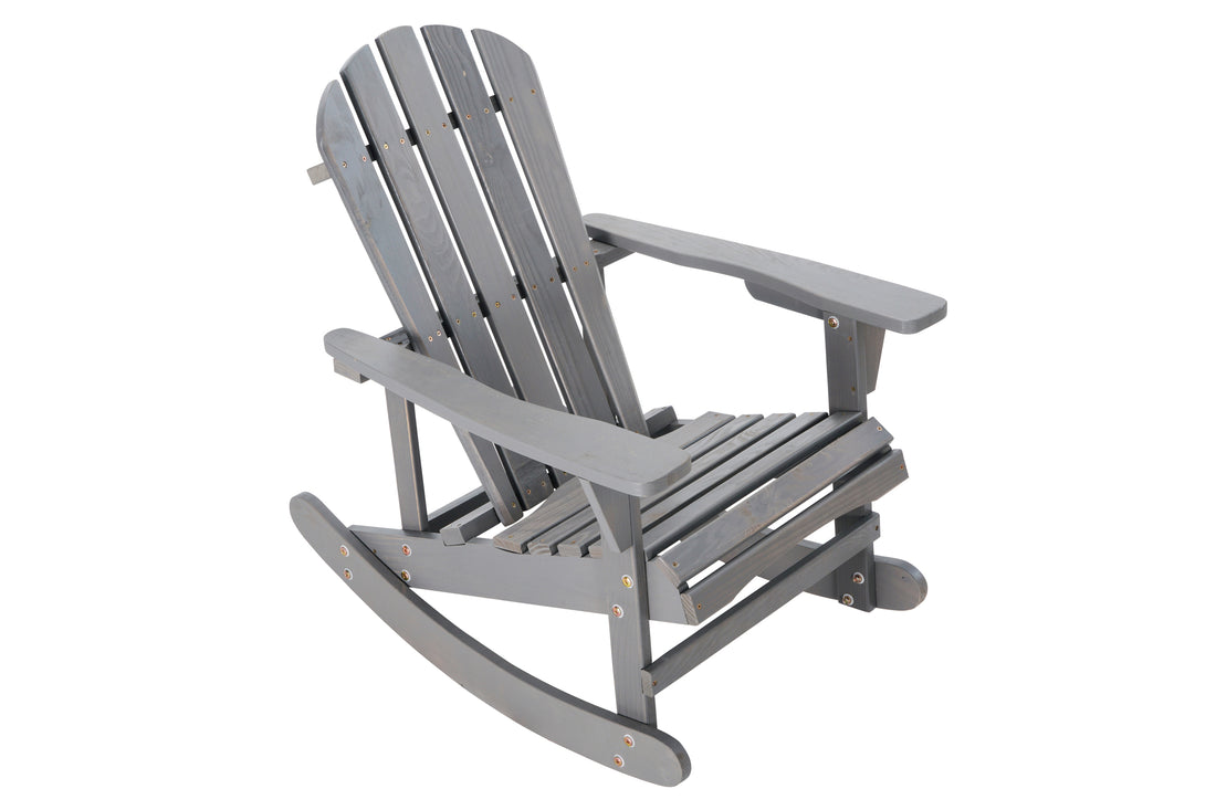 Adirondack Rocking Chair Solid Wood Chairs Finish Outdoor Furniture For Patio, Backyard, Garden Gray Gray Wood Wood