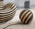 Barrel Chair With Ottoman, Mordern Comfy Stripe Chair For Living Room 3 Colors, 2 Size , Black & Yellow Stripe And Small Size Black Foam Polyester