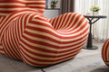 Barrel Chair With Ottoman, Mordern Comfy Stripe Chair For Living Room 3 Colors, 2 Size , Red & Yellow Stripe And Large Size Red Foam Polyester