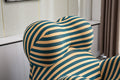 Barrel Chair With Ottoman, Mordern Comfy Stripe Chair For Living Room 3 Colors, 2 Size , Bule & Yellow Stripe And Large Size Yellow Foam Polyester