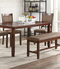 Espresso Color Dining Room Furniture Unique Modern 6Pc Set Dining Table 4X Side Chairs And A Bench Solid Wood Rubberwood And Veneers Gray Wood Dining Room Bench Seating Rubberwood Rectangular Dining Table With Chair And Bench Wood Wood Espresso Seats 6