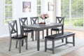 Dining Room Furniture Casual Modern 6Pc Set Dining Table 4X Side Chairs And A Bench Rubberwood And Birch Veneers Gray Finish Gray Wood Dining Room Bench Seating Birch Rectangular Dining Table With Chair And Bench Wood Wood Grey Seats 6 60 Inches