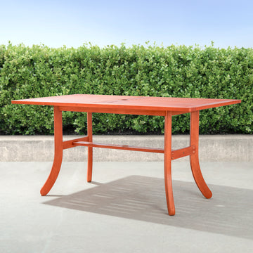 Kyrstin Reddish Brown Tropical Wood Patio Dining Table For 6 Seaters Natural Wood Wood Eucalyptus