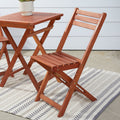 Marco Reddish Brown Balcony Wood Bistro Set Natural Wood Wood Eucalyptus