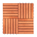 Kaia 6 Slat Reddish Brown Wood Interlocking Deck Tile Set Of 10 Tiles Natural Wood Wood Eucalyptus
