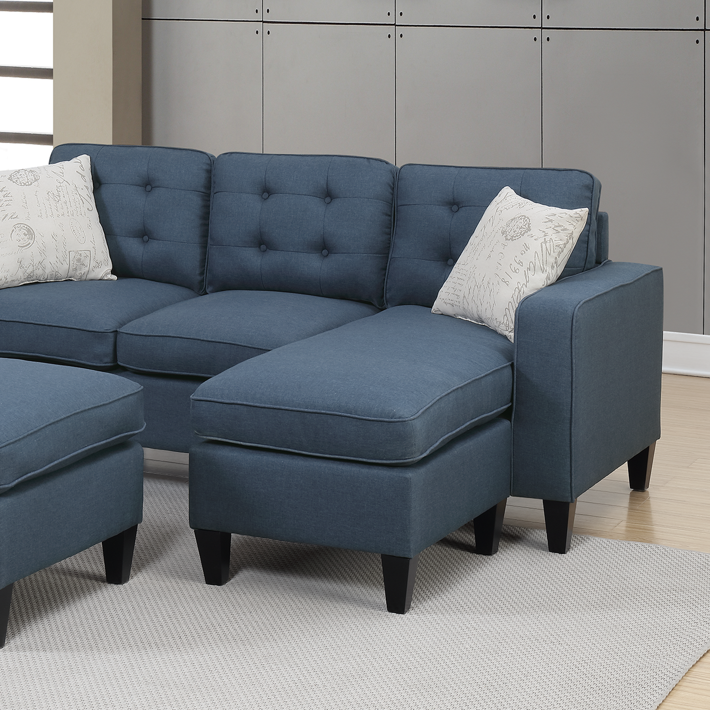 Sectional Set In Navy Navy Fabric