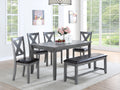 Dining Room Furniture Casual Modern 6Pc Set Dining Table 4X Side Chairs And A Bench Rubberwood And Birch Veneers Gray Finish Gray Wood Dining Room Bench Seating Birch Rectangular Dining Table With Chair And Bench Wood Wood Grey Seats 6 60 Inches