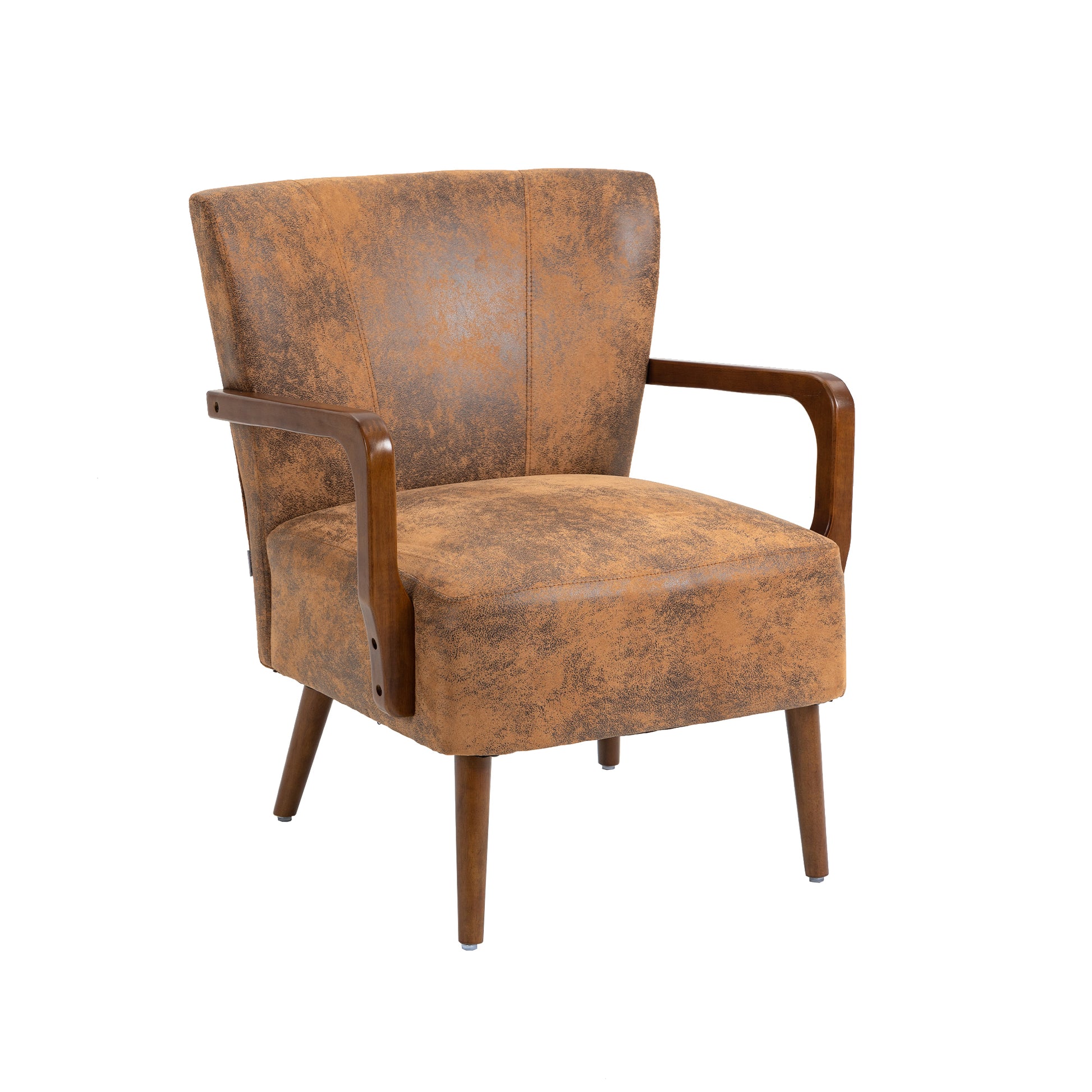 Coolmore Wood Frame Armchair, Modern Accent Chair Lounge Chair For Living Room Coffee Microsuede