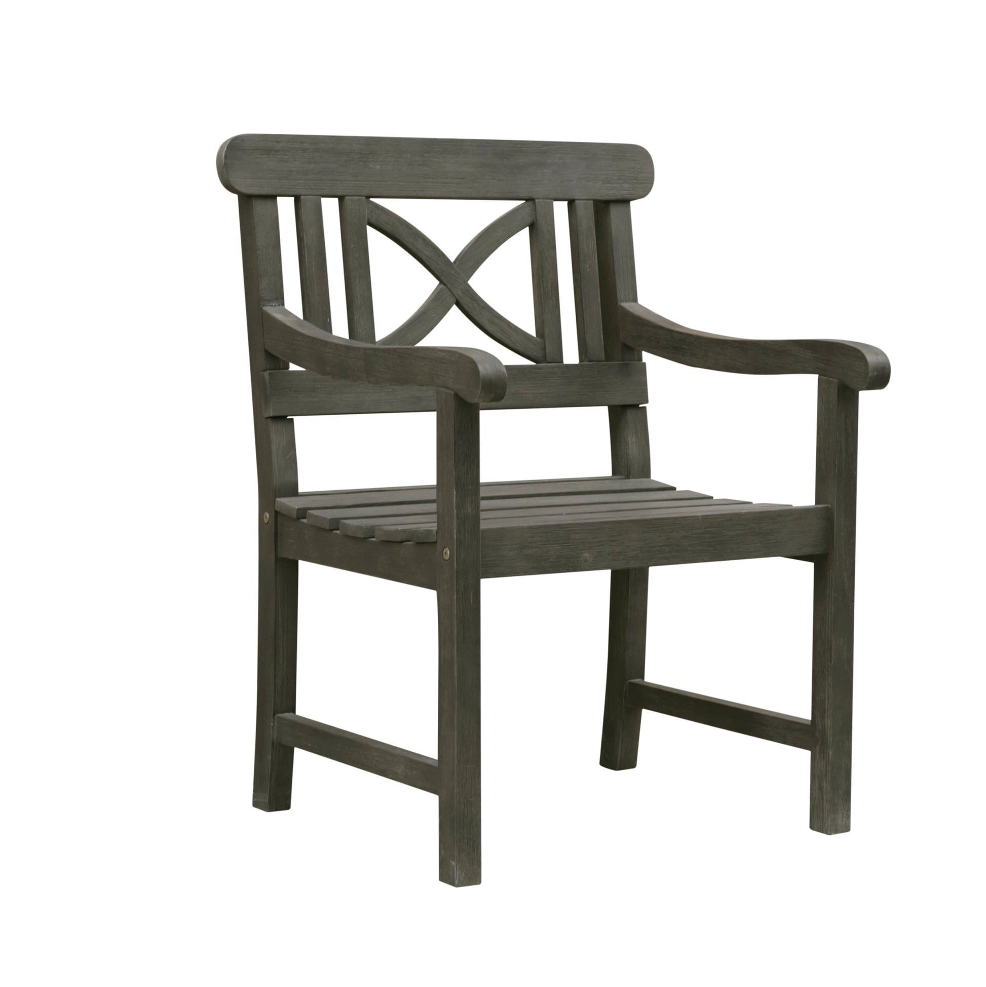 Stefanos Grey Washed Farmhouse Wood Patio Armchair Gray Wash Wood Acacia Wood