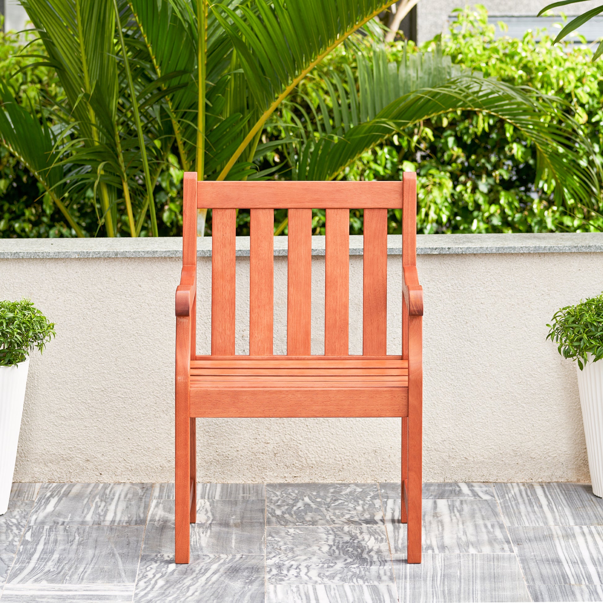 Emilio Reddish Brown Tropical Wood Patio Armchair Natural Wood Wood Eucalyptus