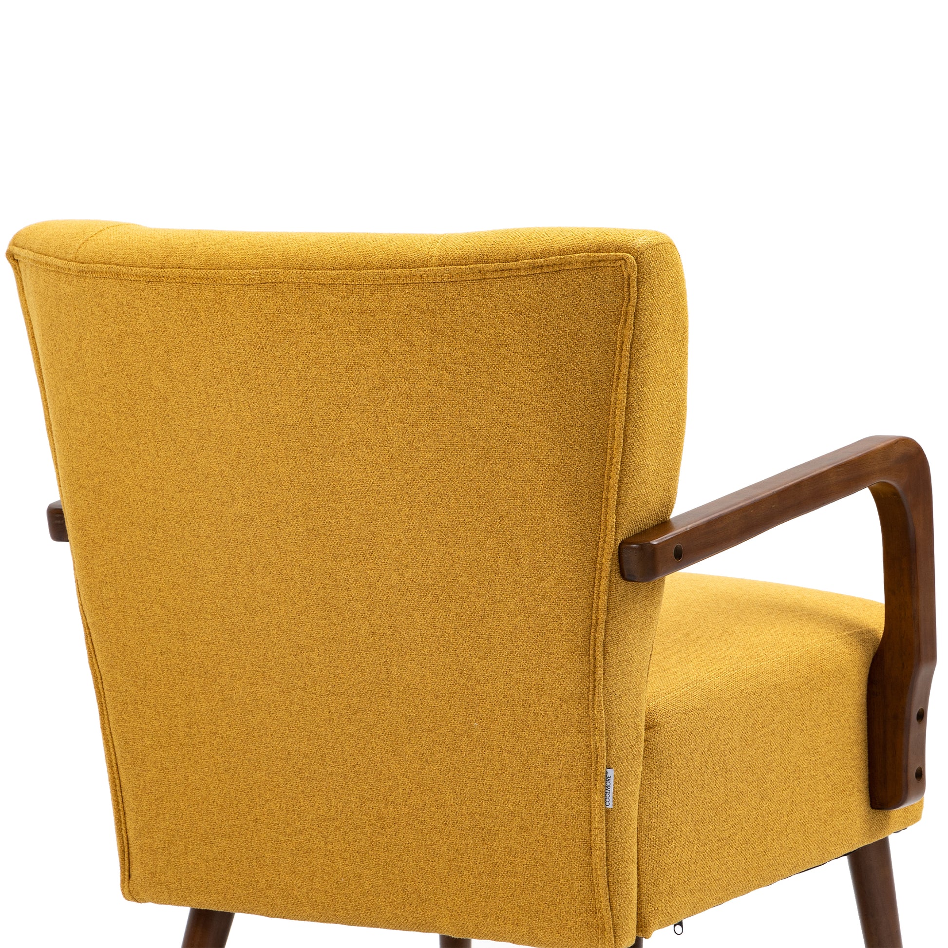 Coolmore Wood Frame Armchair, Modern Accent Chair Lounge Chair For Living Room Mustard Yellow Linen