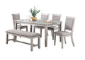 Contemporary Dining 6Pc Set Table W 4X Side Chairs And Bench Natural Finish Padded Cushion Seats Chairs Rectangular Dining Table Dining Room Furniture Wood Dining Room Bench Seating Rubberwood Rectangular Dining Table With Chair And Bench Upholstered