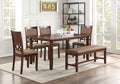 Espresso Color Dining Room Furniture Unique Modern 6Pc Set Dining Table 4X Side Chairs And A Bench Solid Wood Rubberwood And Veneers Gray Wood Dining Room Bench Seating Rubberwood Rectangular Dining Table With Chair And Bench Wood Wood Espresso Seats 6