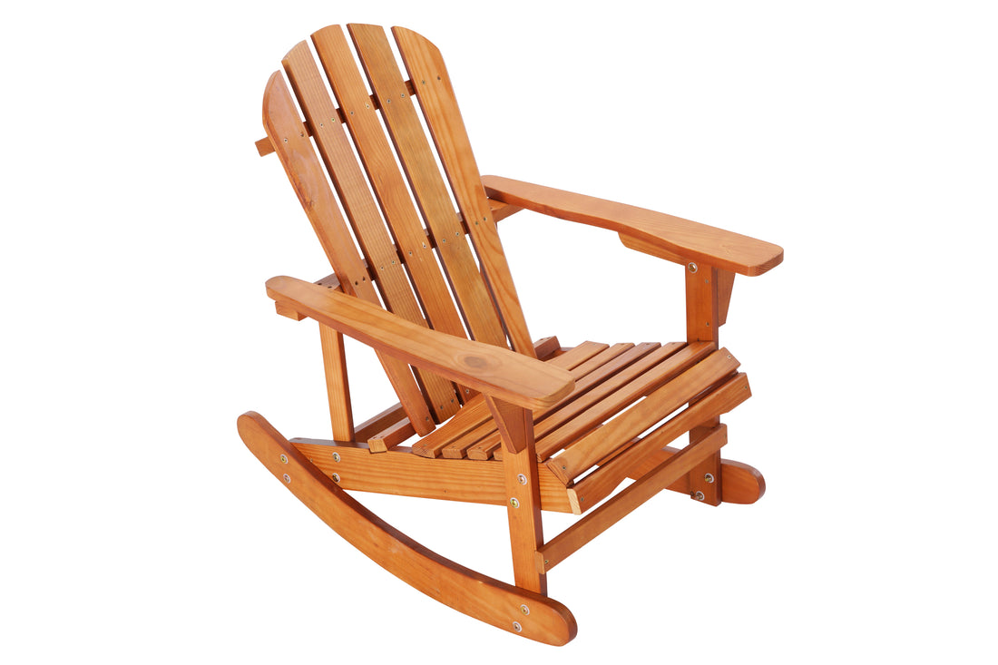 Adirondack Rocking Chair Solid Wood Chairs Finish Outdoor Furniture For Patio, Backyard, Garden Walnut Brown Walnut Wood Wood