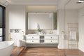 84 In. W X 23 In. D X21 In. H Double Bath Vanity In With White Carrara Top With White Sink White Abs Steel Q235 Wood Pvc