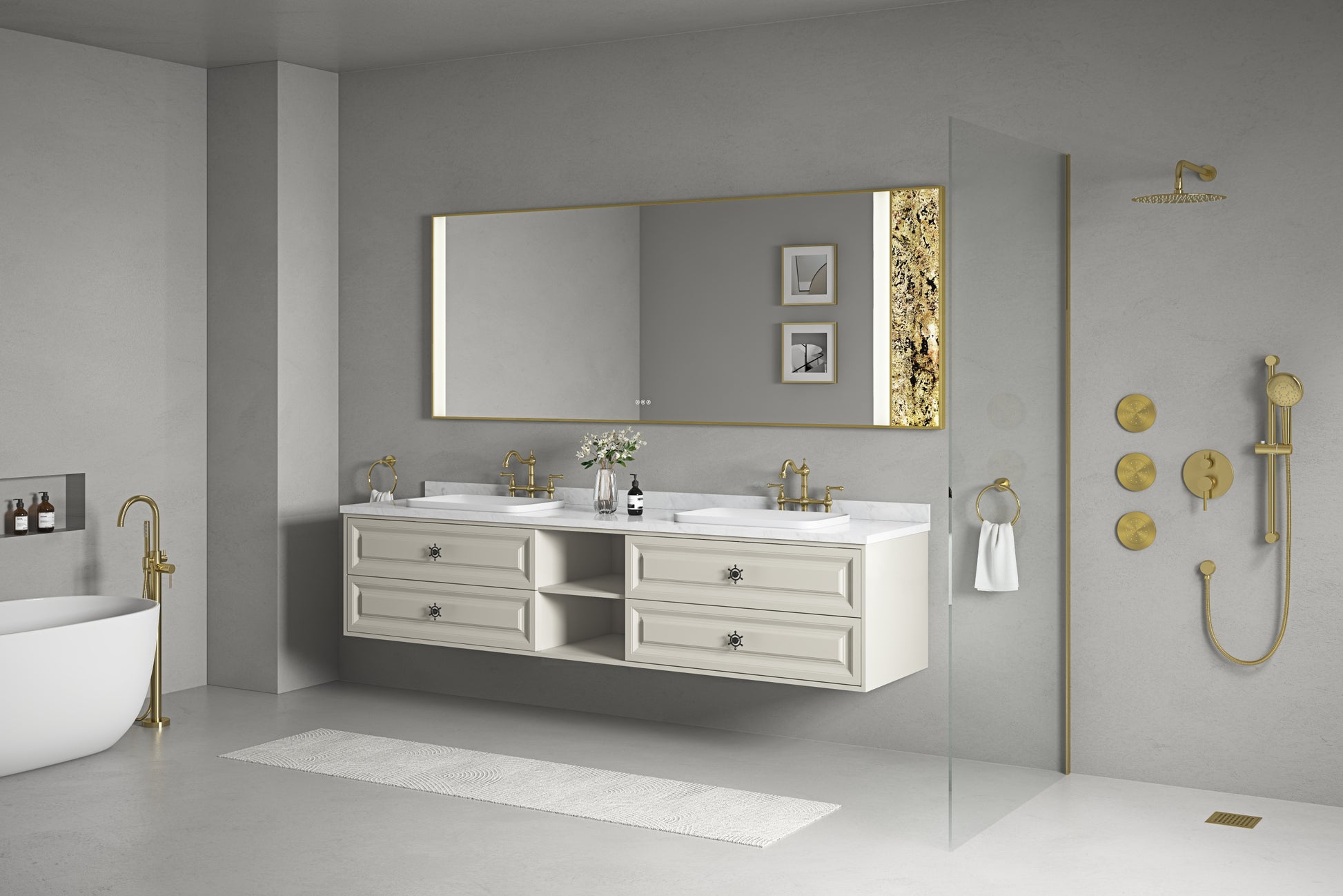 White Engineering Stone White Rectangular Double Sink Dressing Table Without Sink Manufactured Stone Khaki Engineered Stone