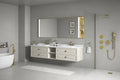 96*23*21In Wall Hung Doulble Sink Bath Vanity Cabinet Only In Bathroom Vanities Without Tops Khaki Abs Steel Q235 Wood Pvc