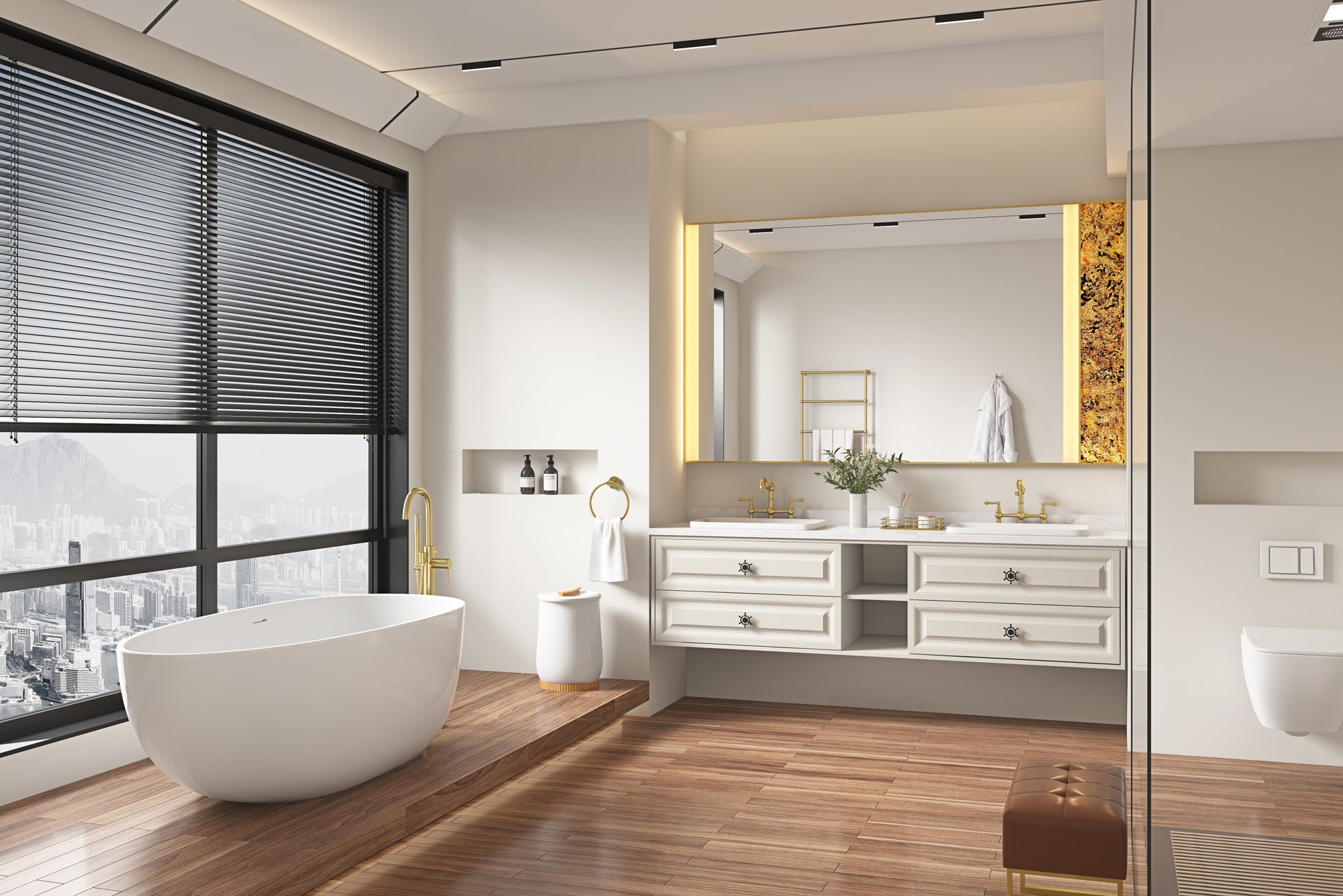 84 In. W X 23 In. D X21 In. H Double Bath Vanity In With White Carrara Top With White Sink Khaki Abs Steel Q235 Wood Pvc