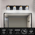 Vanity Lights With 4 Led Bulbs For Bathroom Lighting Black Glass