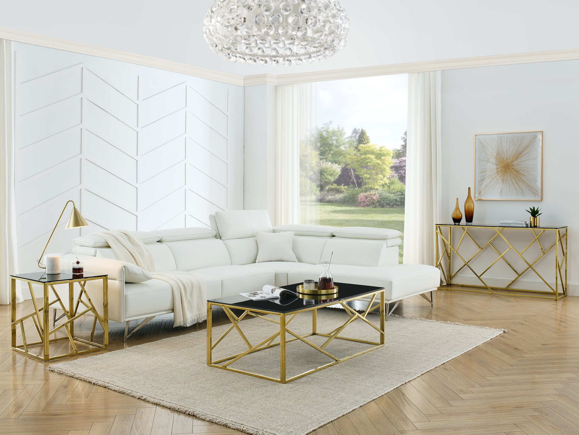 Modern Rectangular Coffee Accent Table With Black Tempered Glass Top And Stainless Steel Frame For Living Room Bedroom Gold Polished Golden Stainless Steel