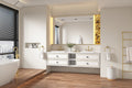 84 In. W X 23 In. D X21 In. H Double Bath Vanity In With White Carrara Top With White Sink White Abs Steel Q235 Wood Pvc