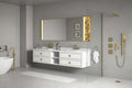 96 In. W X 23 In. D X21 In. H Double Bath Vanity In With White Carrara Top With White Sink White Abs Steel Q235 Wood Pvc