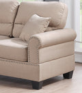 Sand Polyfiber Linen Like Fabric 2Pc Sofa Set Sofa And Loveseat Elegant Plush Contemporary Couch Living Room Furniture Desert Sand Linen Wood Primary Living Space Cushion Back Classic,Contemporary,Modern Rolled Arms Foam Fabric 5 Seat