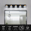 Vanity Lights With 5 Led Bulbs For Bathroom Lighting Black Glass