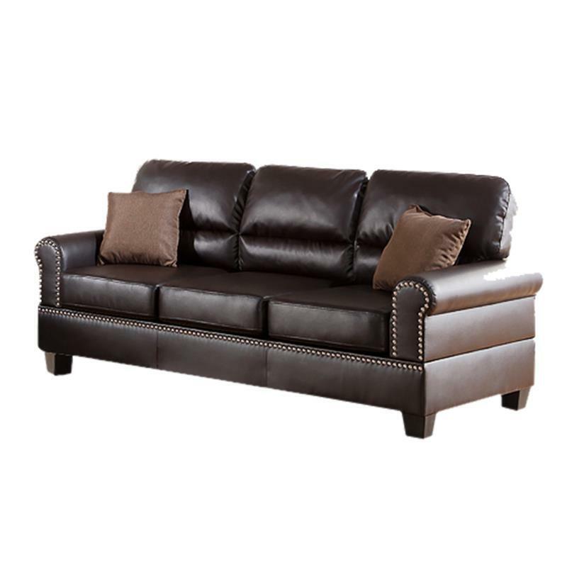Espresso Faux Leather 2Pc Sofa Set Sofa And Loveseat Elegant Plush Contemporary Couch Living Room Furniture Espresso Espresso Faux Leather Wood Primary Living Space Cushion Back Classic,Contemporary,Modern Rolled Arms Foam Bonded Leather 5 Seat