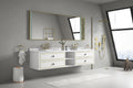 96 In. W X 23 In. D X21 In. H Double Bath Vanity In With White Carrara Top With White Sink White Abs Steel Q235 Wood Pvc
