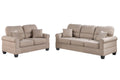 Sand Polyfiber Linen Like Fabric 2Pc Sofa Set Sofa And Loveseat Elegant Plush Contemporary Couch Living Room Furniture Desert Sand Linen Wood Primary Living Space Cushion Back Classic,Contemporary,Modern Rolled Arms Foam Fabric 5 Seat
