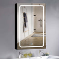 30X20 Inch Led Bathroom Medicine Cabinet Surface Mounted Cabinets With Lighted Mirror Light Open Black Modern Aluminium