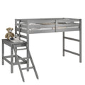 Twin Loft Bed With Platform,Ladder,Grey Twin Grey Wood Bedroom American Design Pine Pine