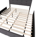 Queen Size Upholstered Linen Fabric Trundle Bed With Drawers Grey Box Spring Not Required Queen Grey Wood Bedroom American Design Bed Frame Linen Linen