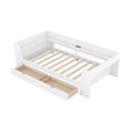 Twin Size Daybed With Shelves, Drawers And Built In Charging Station, White White Pine