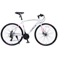 24 Speed Hybrid Bike Disc Brake 700C Road Bike For Men Women'S City Bicycle White Aluminium