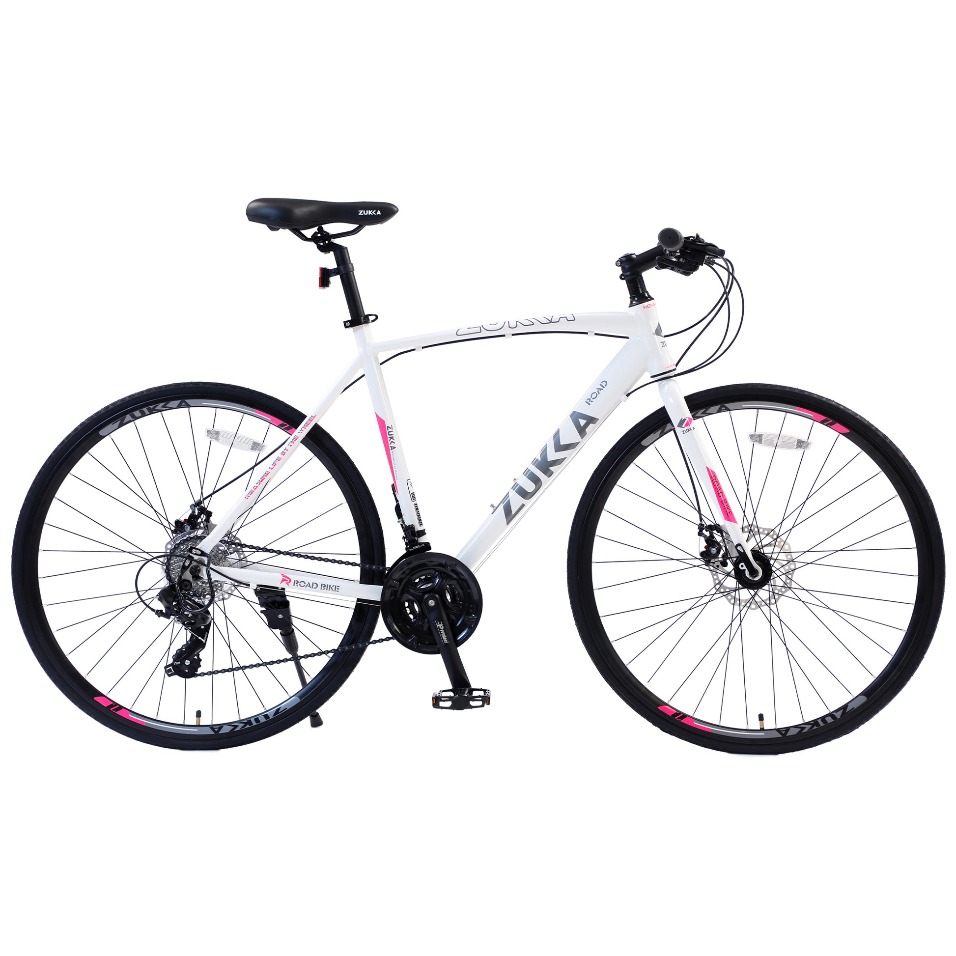 24 Speed Hybrid Bike Disc Brake 700C Road Bike For Men Women'S City Bicycle White Aluminium