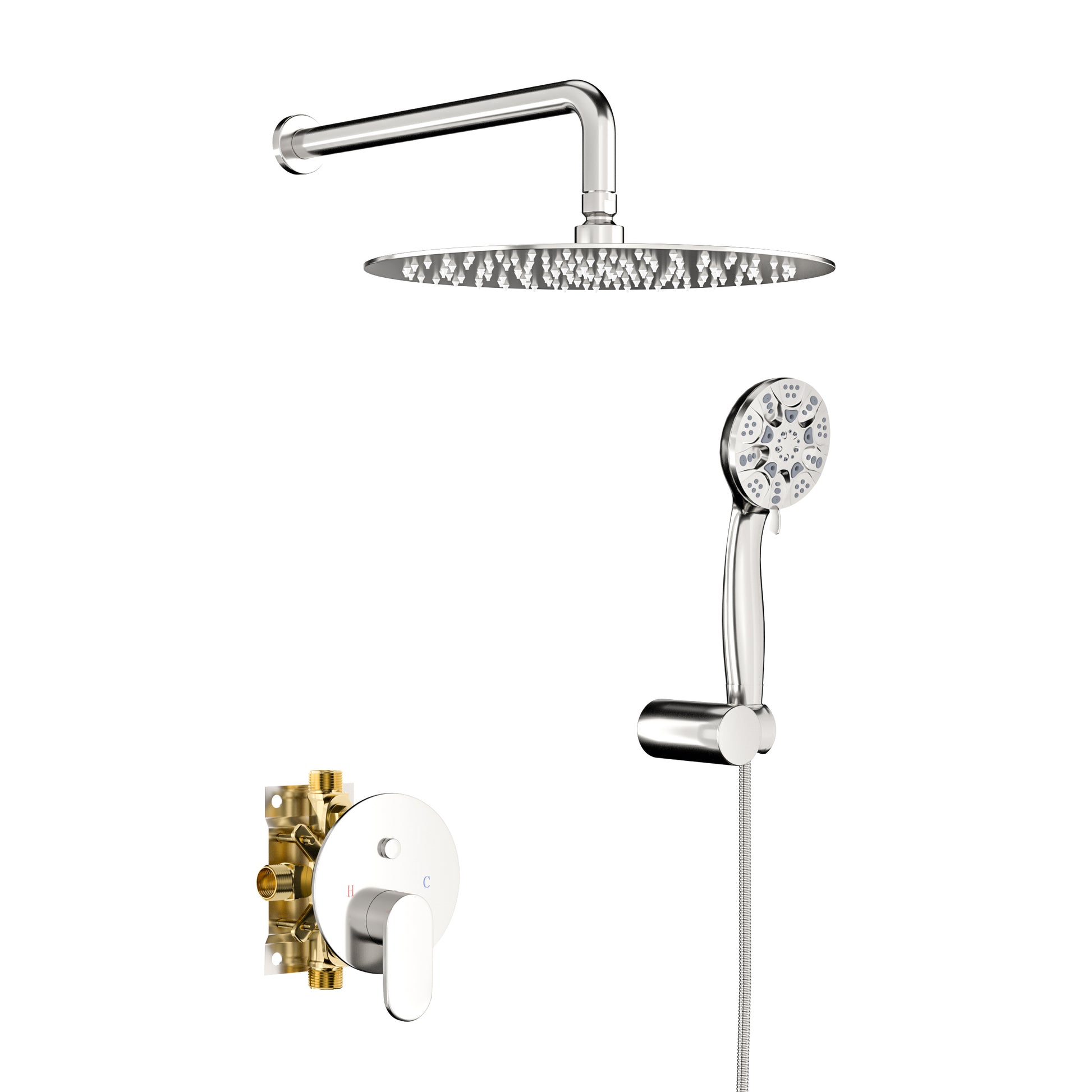 10" Rain Shower Head Systems, Dual Shower Heads, Brushed Nickel,Wall Mounted Shower Brushed Nickel Stainless Steel