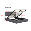 Queen Upholstered Platform Bed With Lifting Storage, Queen Size Bed Frame With Storage And Tufted Headboard,Wooden Queen Platform Bed For Kids Teens Adults,No Box Spring Needed Queen, Grey Box Spring Not Required Queen Grey Wood Bedroom American Design